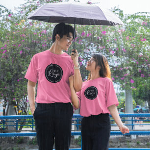 T-shirt Votre logo d'entreprise sur cercle noir rose