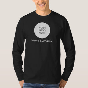 T-shirt Votre Logo Ici Mens Double Côté Long Manche