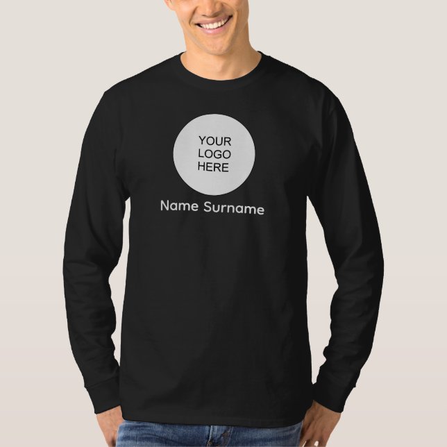 T-shirt Votre Logo Ici Mens Double Côté Long Manche (Devant)