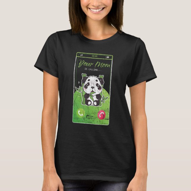 T-shirt Votre Maman Appelle Panda Bear Mobile Distressed (Devant)