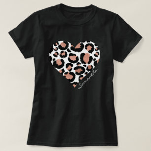 T-shirt Votre nom cœur léopard guépard motif animal