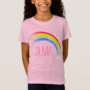 T-Shirt Votre nom court rainbow red girls top
