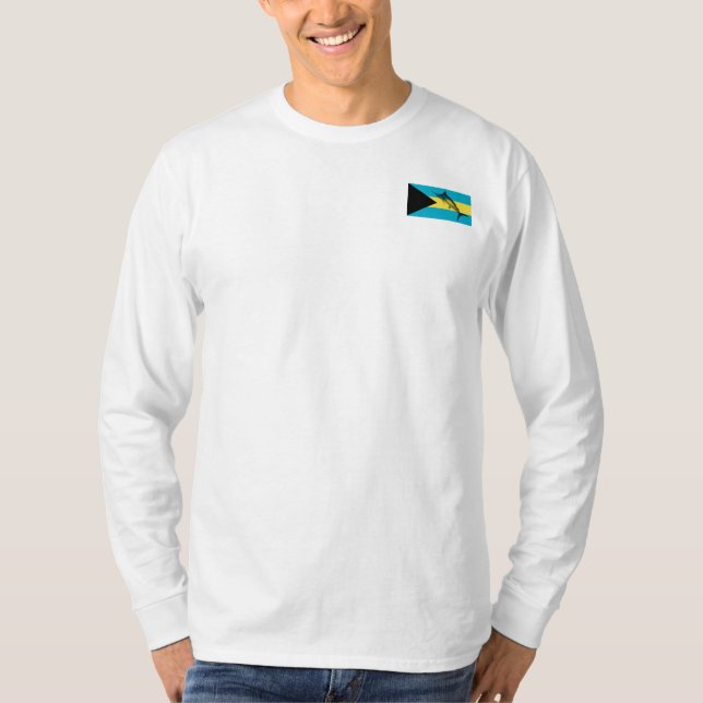 T-shirt Votre nom de bateau avec le drapeau des Bahamas et (Devant)