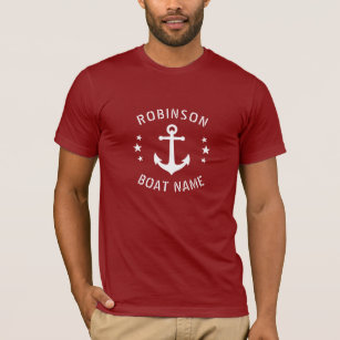 T-shirt Votre nom et bateau Ancre Vintage Étoiles Rouge & 