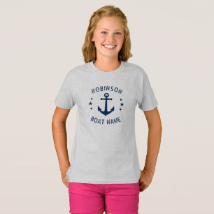T-shirt Votre nom et votre embarcation Ancre Vintage Étoi