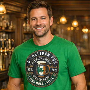 T-shirt Votre nom Irish Pub personnalisé Saint-Patrick
