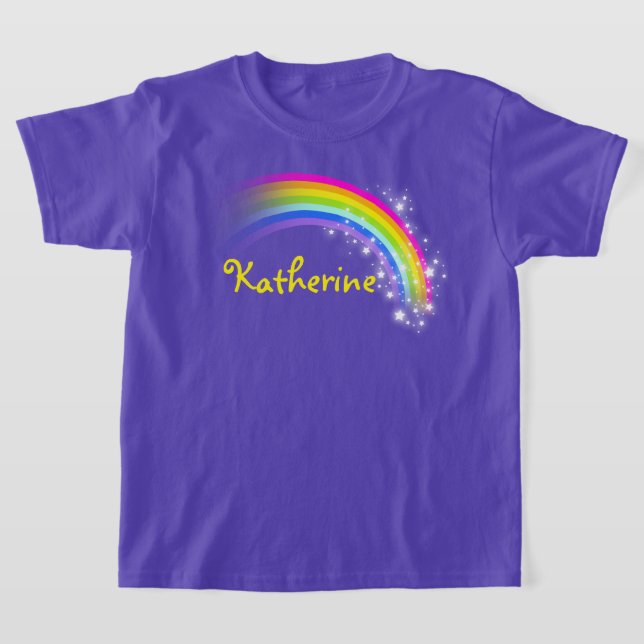 T-shirt Votre nom jusqu'à 9 lettres arc-en-ciel violet hau (Poser)