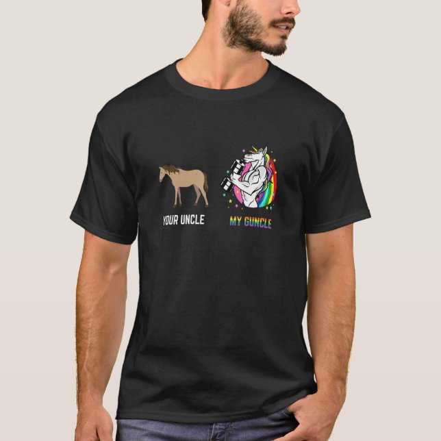 T-shirt Votre oncle Mon oncle Gay pride Unicorn Nephew Nie (Devant)