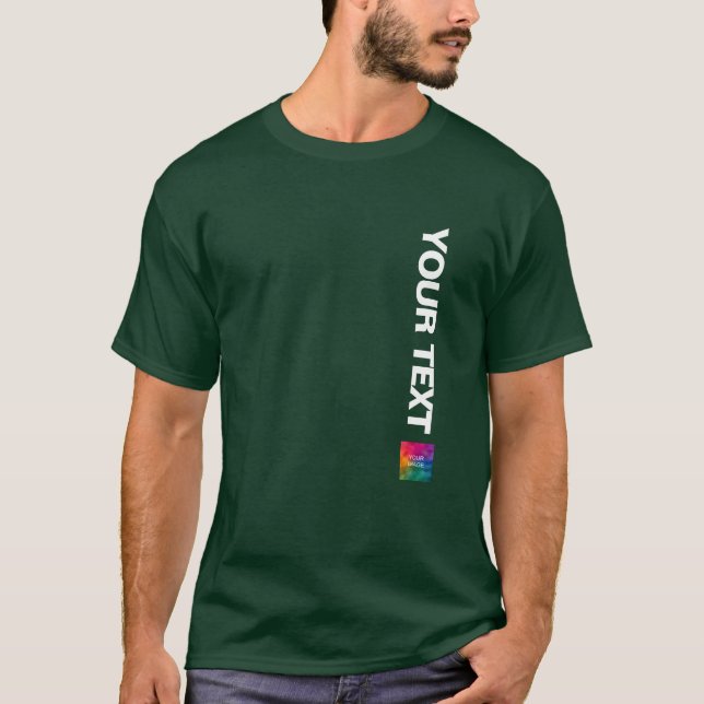 T-shirt Votre Photo Ou Logo Mens Modern Deep Forest Green (Devant)