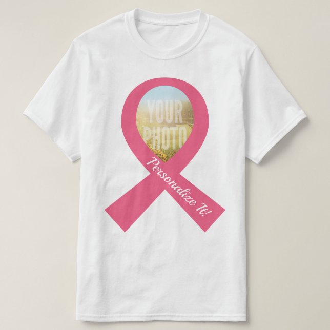 T-shirt VOTRE PHOTO Simple Pink Ribbon (Design devant)