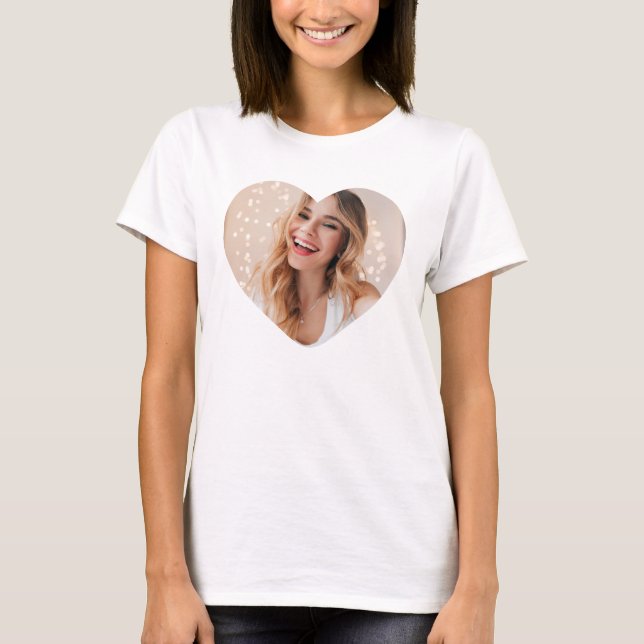 T-shirt Votre photo votre visage sur un rose cardiaque per (Devant)