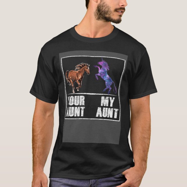 T-shirt Votre tante cheval ma tante licorne   Nièce Neveu (Devant)