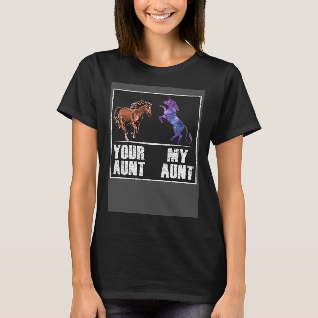 T-shirt Votre tante cheval ma tante licorne   Nièce Neveu (Devant)