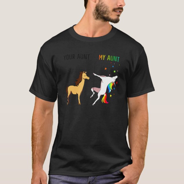 T-shirt Votre tante Ma tante Cheval Unicorne (Devant)
