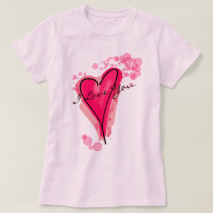 T-shirt VOTRE TEXTE Aquarelle rose Coeur