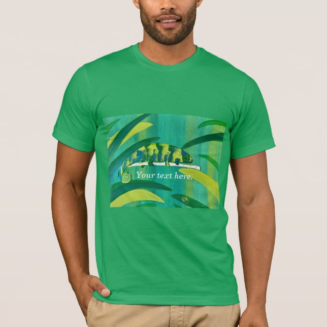 T-shirt Votre texte Chemises bleu vert jaune caméléon (Devant)
