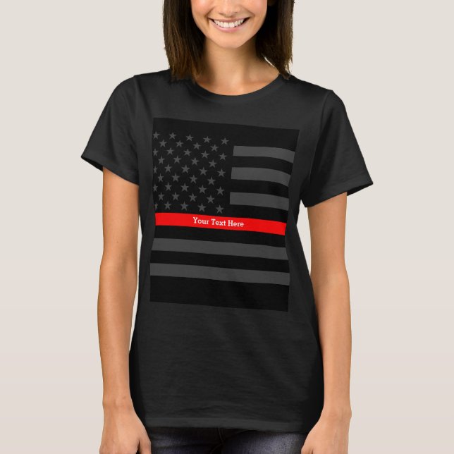T-shirt Votre texte Légère Ligne rouge Noir États-Unis Ind (Devant)