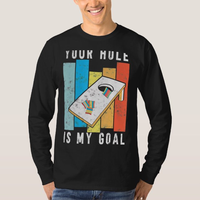 T-shirt Votre Trou Est Mon Objectif Style Rétro Cornhole B (Devant)