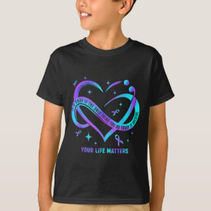T-shirt Votre vie S Prévention du suicide Teal Purple Hear