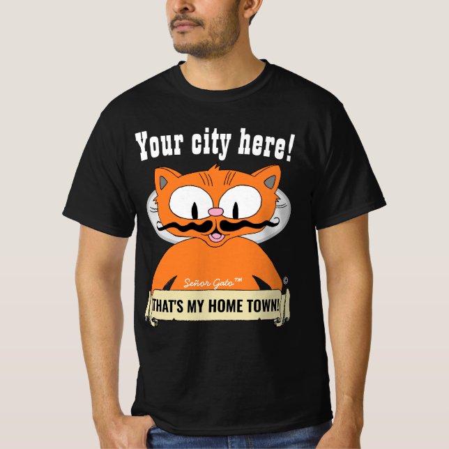 T-shirt VOTRE VILLE OU VOTRE VILLE ! Chat de dessin Señor  (Devant)
