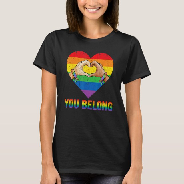 T-shirt Vous appartenez à LGBTQ+ Rainbow Heart Gay pride L (Devant)
