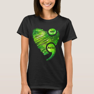 T-shirt Vous Cœur Vert Point-virgule Sensibilisation à la 