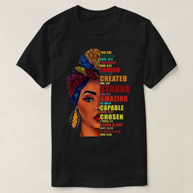 T-shirt Vous êtes Belle Victorieuse Assez Créée Forte (Design devant)