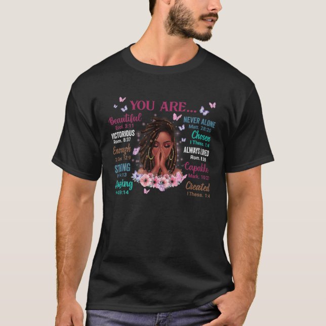 T-shirt Vous Êtes Belle Victorieuse Assez Forte Florale (Devant)