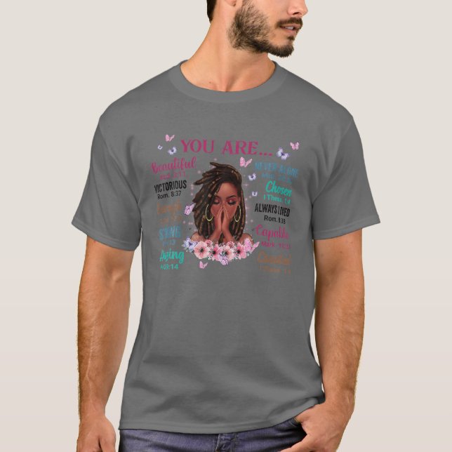 T-shirt Vous Êtes Belle Victorieuse Assez Forte Florale (Devant)