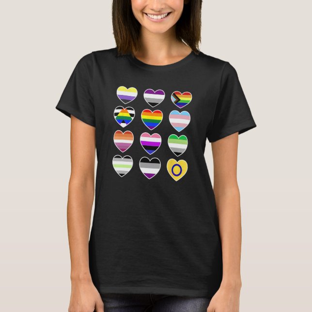 T-shirt Vous Êtes En Sécurité Avec Moi, Coeur Arc-En-Ciel  (Devant)