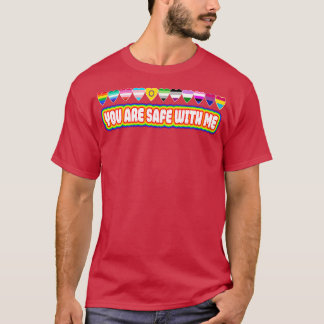 T-shirt Vous êtes en sécurité avec moi LGBT Friendly Rainb