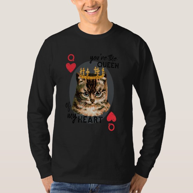 T-shirt Vous êtes la Reine de mon coeur Rouge Coeur Chat M (Devant)