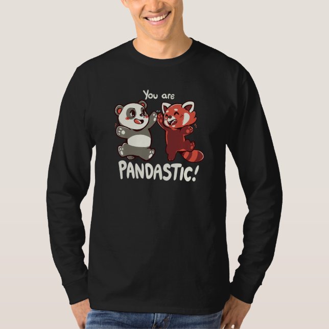 T-shirt Vous êtes Pandastic High Five Red Panda et Panda (Devant)
