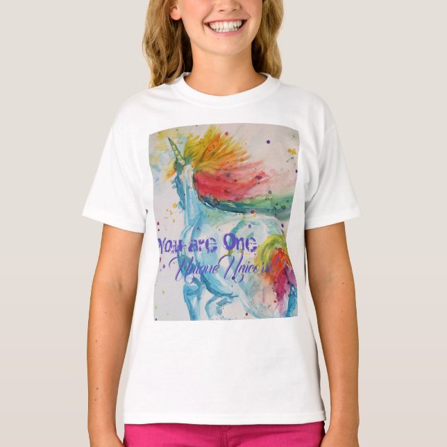 T-shirt Vous Êtes Une Unicorne Unique ! Aquarelle arc-en-c (Devant)