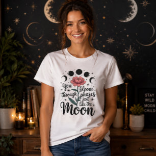 T-shirt Vous Fleurissez à Travers les Phases Lune Pivoine 