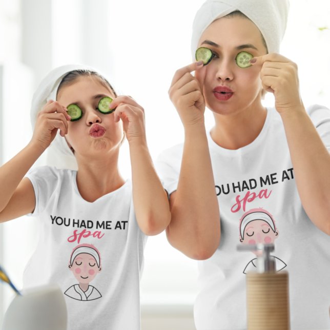 T-Shirt Vous M'Avez Eu Au Spa Black Pink Text Girl Face (Créateur téléchargé)