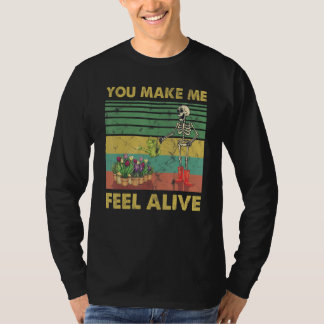 T-shirt Vous Me Faites Sentir Vivant Plantes de Squelette