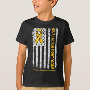 T-shirt Vous ne combattrez jamais seul drapeau Cancer de l