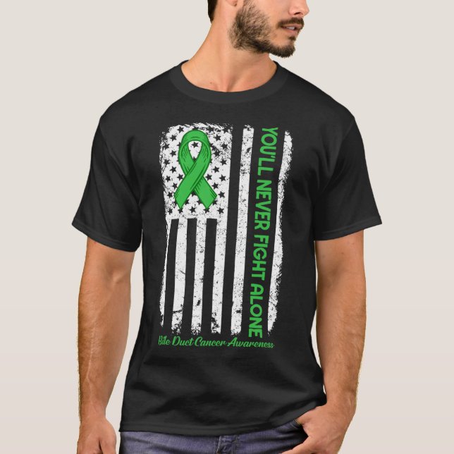 T-shirt Vous ne combattrez jamais seul Green Bile Duct Can (Devant)