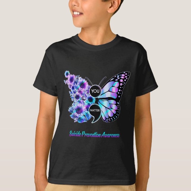 T-shirt Vous Papillon Point-virgule Prévention du Suicide  (Devant)