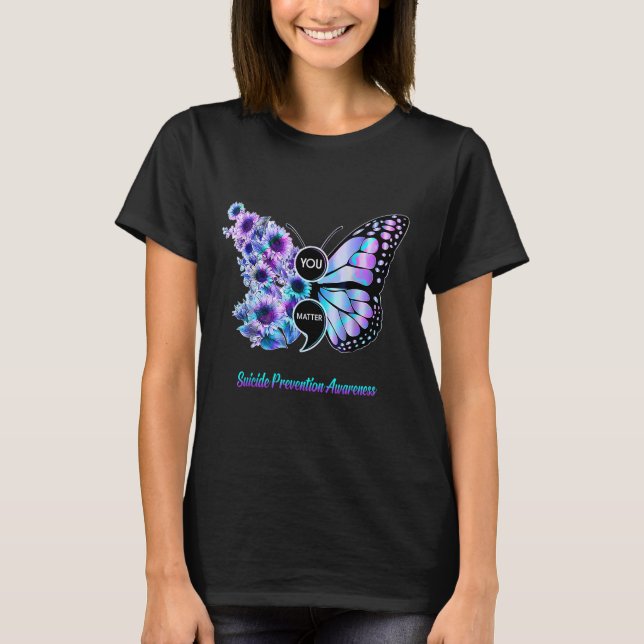 T-shirt Vous Papillon Point-virgule Prévention du Suicide  (Devant)