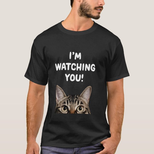 T-shirt Vous regarde ! Blague de chat mignon design de fêt (Devant)