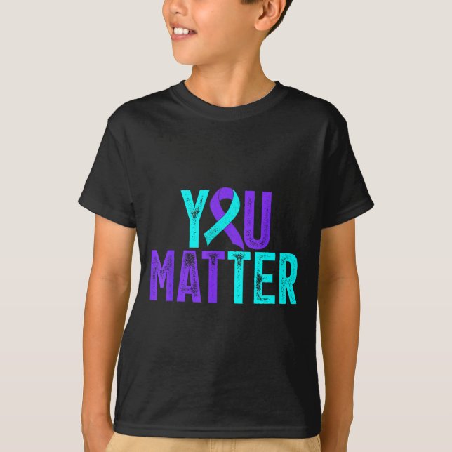 T-shirt Vous Ruban de sensibilisation au violet sarcelle d (Devant)