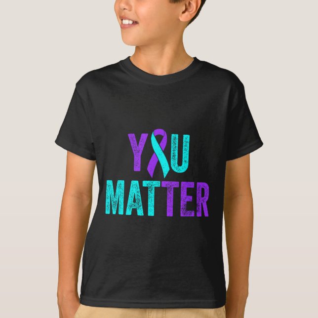 T-shirt Vous Ruban de sensibilisation au violet sarcelle d (Devant)