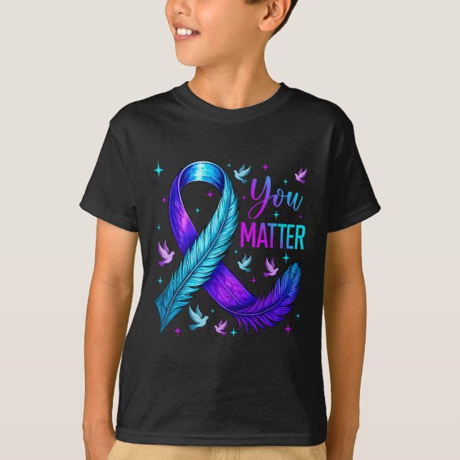 T-shirt Vous Ruban Oiseau Sensibilisation à la Prévention  (Devant)