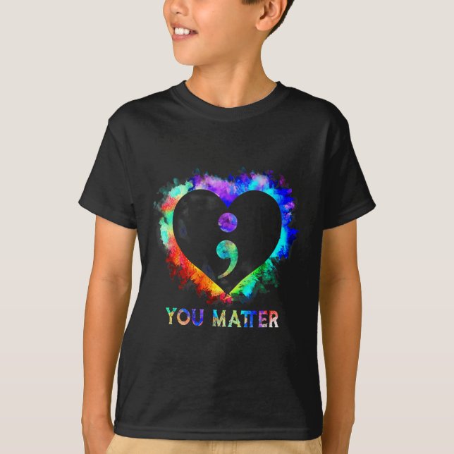 T-shirt Vous Semicolon de sensibilisation à la prévention  (Devant)