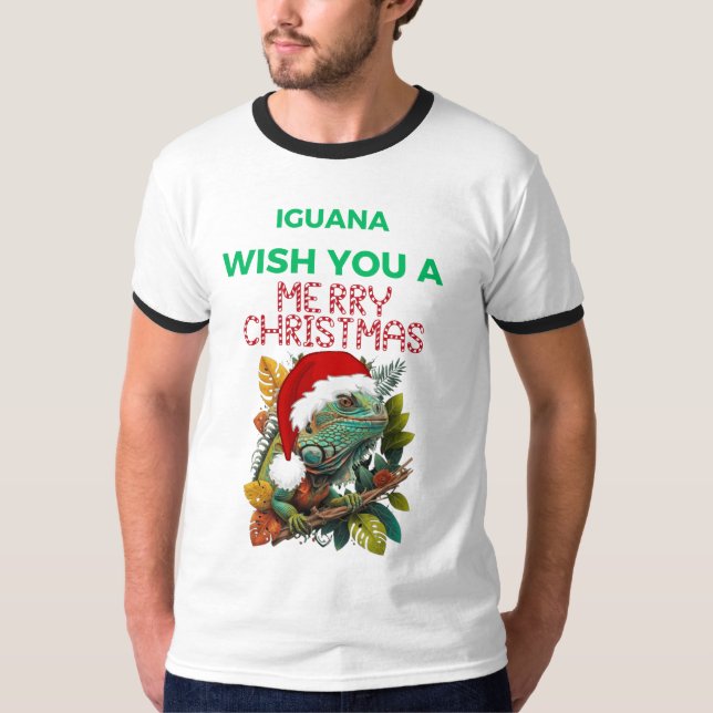 T-SHIRT VOUS SOUHAITEZ UNE IGUANA JEUNE NOËL (Devant)