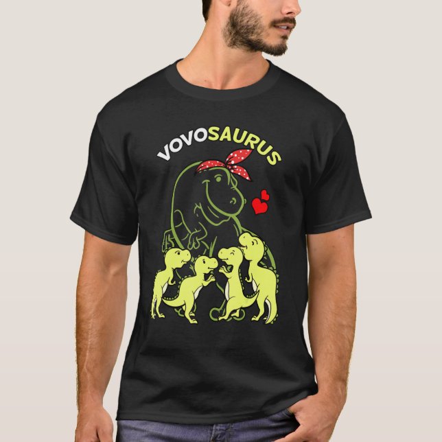 T-shirt Vovosaurus Vovo 4 Enfants Dinosaur Fête des mères (Devant)