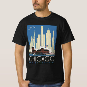 T-shirt Voyage Ancien Chicago Illinois Gratte-ciel Toits d