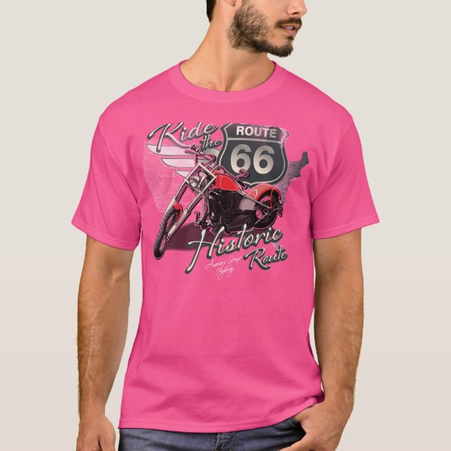 T-shirt Voyage - Balade En Moto La Route Historique 66 (Devant)